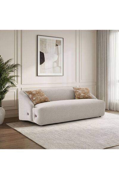 Danube Home Mayla 2 Seater Fabric Sofa Light Brown, Furniture Piece For Livin...