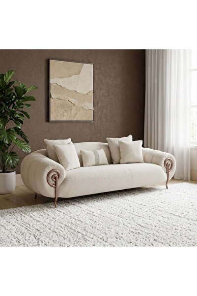 Danube Home Corwin 3 Seater Fabric Sofa Beige, Home Furniture For Comfortable...