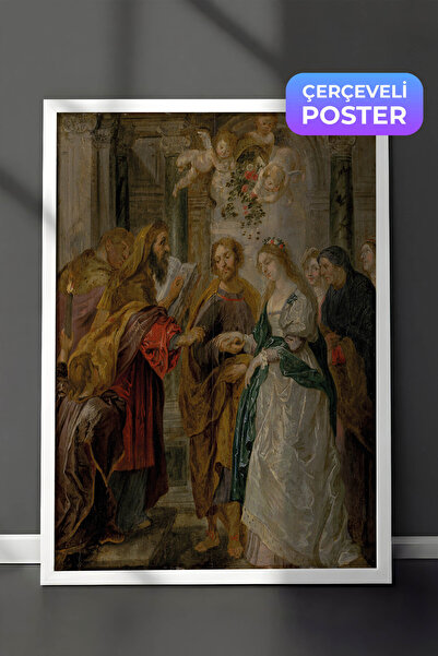 Zestia Pictură murală clasică barocă înrămată în alb, de Peter Paul Rubens, C...