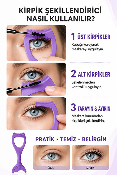 Mas'dala EGAR Maskara Bulaşma Önleyici Siperlik Kirpik Tarağı Eyeliner Şablonu Kusursuz Göz Makyaj Aparatı