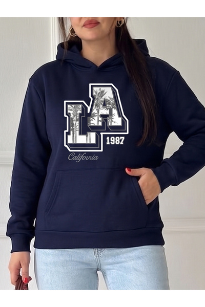 uyguntarz Unisex California 1987 Printed Oversize Hoodie Hooded Sweatshirt