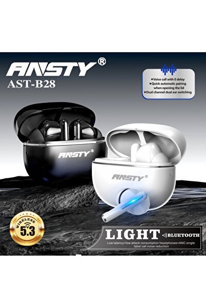 ANSTY سماعات بلوتوث لاسلكية باللون الأسود