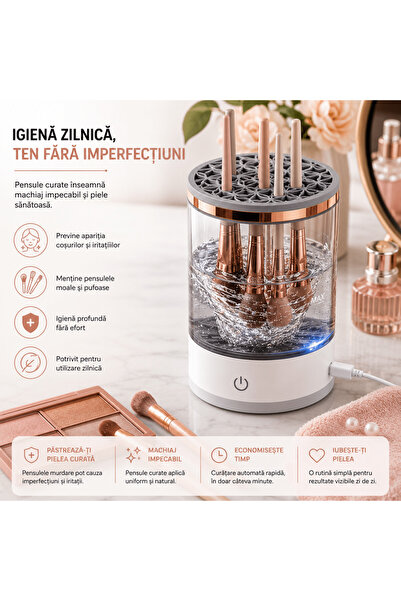 TnsAround Aparat electric de curățat pensule de machiaj, curățare și uscare automată, 7000 RPM, alimentare USB