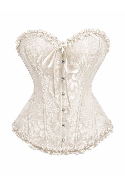 LA VALİENTE Aurelia Krem Kadın Çiçek Desenli Korse Büstiyer Floral Crop Top