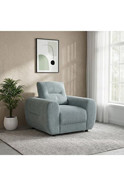 Danube Home Branson 1 Seater Fabric Sofa Light Blue, Home Furniture For Comfo...
