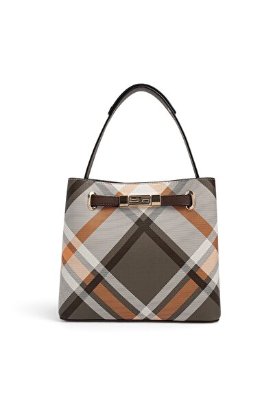 Silver Polo Khaki - Brown Plaid Women's Handbag Sp1293