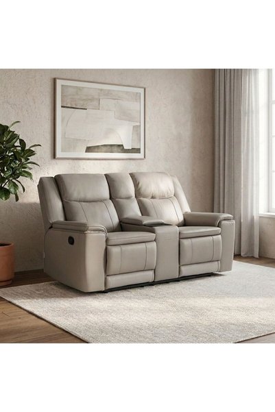 Danube Home Aurevo 2 Seater Faux Leather Recliner With Console And Storage + ...