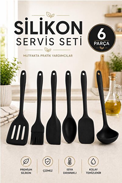 Kitchen Beauty 6 Parça Isıya Dayanıklı Servis Seti Yanmaz Yapışmaz Silikon Spatula Seti