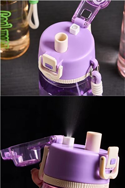 Kitchen Beauty Ferahlatıcı Sprey Püskürtmeli Suluk & Matara, Taşıma Saplı Spor Matarası 750Ml