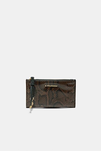 Stradivarius Yılan desenli kompakt cüzdan