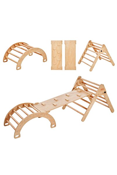 Vivatechnix Spatiu de joaca Montessori 5in1 pentru copii, Lemn, Triunghi, Arc...