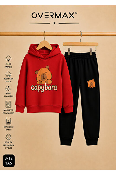 OVERMAX Capybara Printed Hooded Children's Tracksuit Set – Ages 3-12