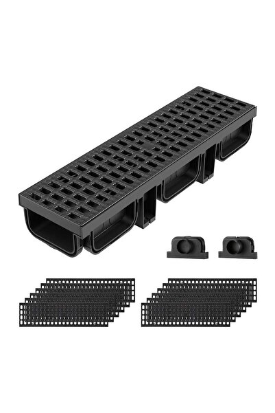 Vivatechnix Kit 12 x Rigola Plastic HDPE, dimensiune 510 x 140 x 90 mm, Negru...