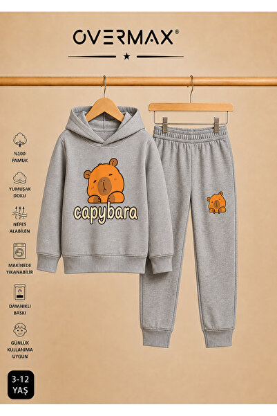 OVERMAX Capybara Printed Hooded Children's Tracksuit Set – Ages 3-12