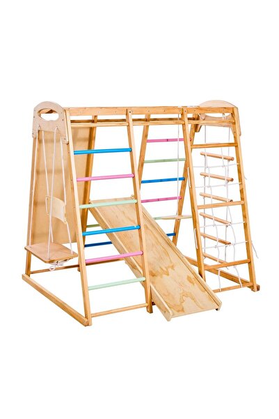 Vivatechnix Spatiu de joaca Montessori 9in1 pentru copii, Lemn, Leagan, Topog...