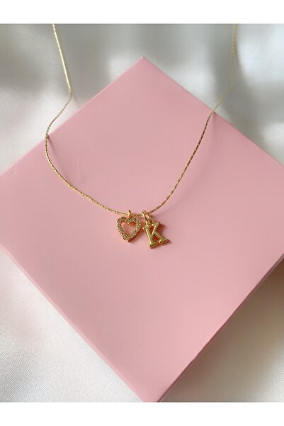 Asia by Leuvoié Asia by Leuvoie K Letter Zircon Stone Heart Necklace