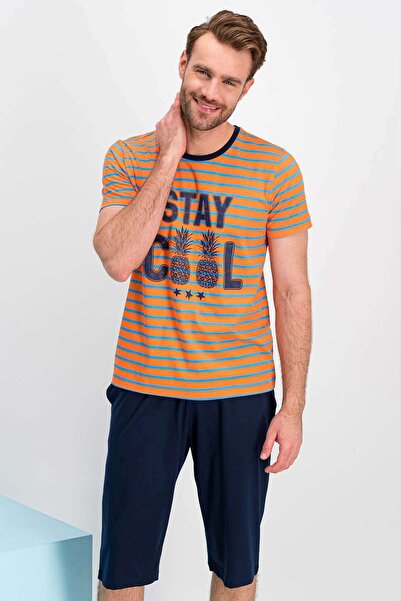 ROLY POLY طقم كابري رجالي من Rolypoly Stay Cool Orange برقبة دائرية