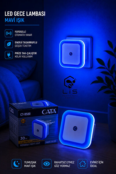 CT-9500 Fotoselli Led Gece Lambası Priz Tipi Sensörlü