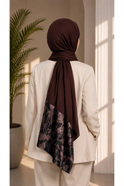 Differenza Twill Rose Scarf Combed Cotton Shawl - Brown