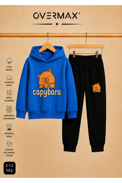 OVERMAX Capybara Printed Hooded Children's Tracksuit Set – Ages 3-12
