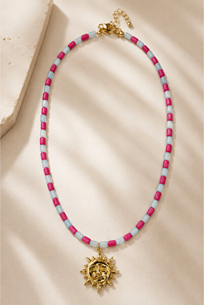 Alexis Carrel Rosalia Sun Charm Red Blue Beads Women's Necklace