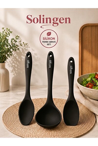 incirhome Solingen 3lü Silikon Yemek Servis Seti - Çelik İç Gövdeli Yanmaz Ya...