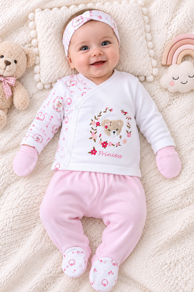 Sitilin Baby Girl 4-Piece Scalloped Luxury Hospital-Issued Bodysuit Set 100% ...