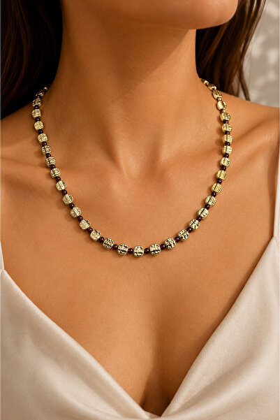 Alexis Carrel Mirella Gold Crushed Beaded Burgundy Beaded Women's Necklace