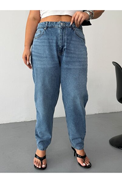 HerTon Γυναικείο ψηλόμεσο τζιν παντελόνι Mom Slouchy με άνετη εφαρμογή