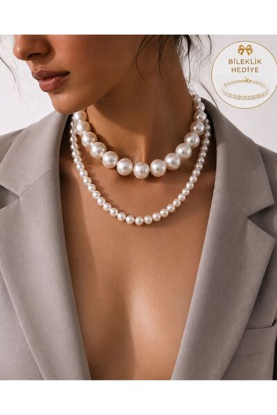 Arescollection 2 PARÇA İNCİ KOLYE SETİ ( BİLEKLİK HEDİYELİ )