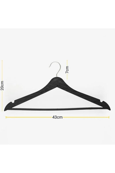 LUXQEN 20 Pieces of Black Wood-Look Plastic Clothes Hangers