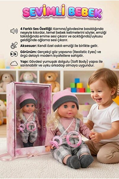 BBYTOYS Mila Ağlayan Emzikli Oyuncak Bebek – Sesli Ağlama Özellikli Evcilik B...