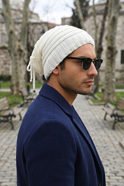 Ritagarcia Unisex Knitwear Beanie with Drawstring at the Back, Winter Draped ...