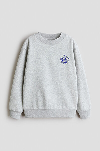 H&M Motif Detaylı ve İçi Tüylü Sweatshirt