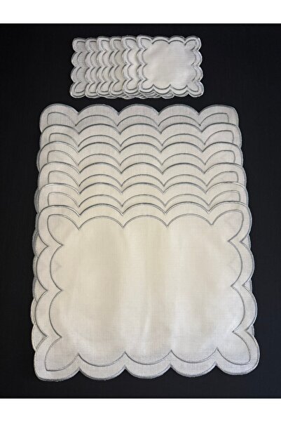 Smiling Home Set de 12 piese de culoare argintie, 6 bucăți model nor dublu on...
