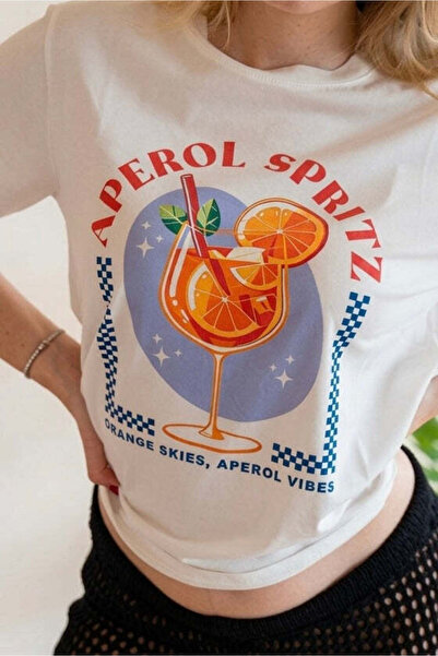 Made in Italia Tricou de bumbac pentru femei OhMyDress Aperol Spritz - Inscri...