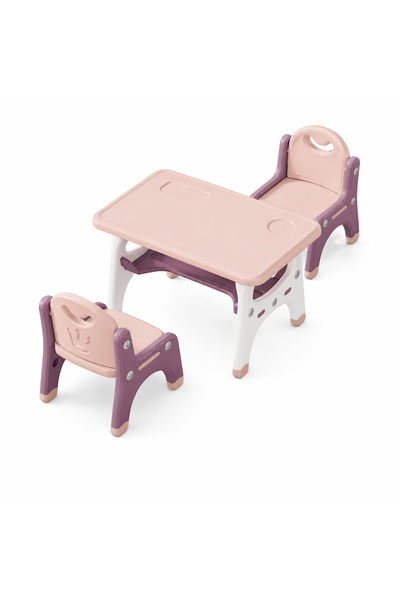 BuzzleB Children's Table and 2 Chairs Set, HDPE, Storage Shelf, Rounded Corne...