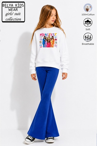 Belya Kids Wear Set pentru fete, top și colanți, design Manifest 226