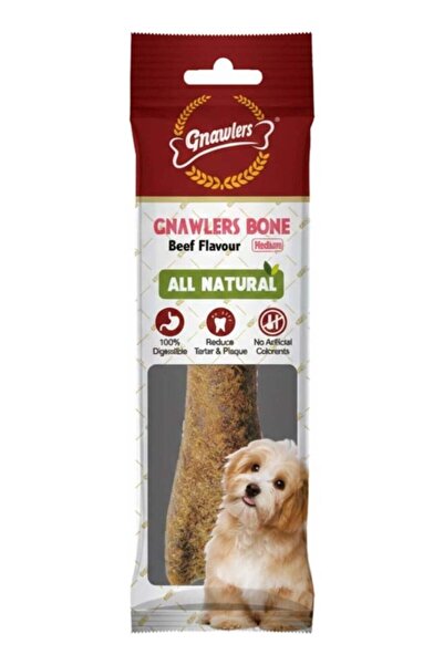 Gnawlers Dog Bone Chew Treat Long-Lasting Rawhide-Free Beef Flavor Medium 5 I...