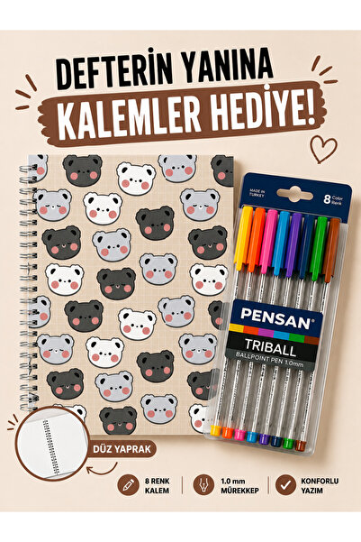 TOMBİ-X Patterned Unlined Spiral Notebook A5 Size – 60 Sheets 120 Pages Desig...