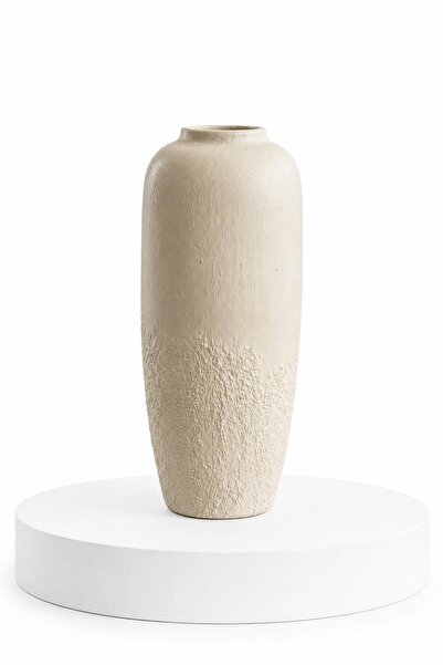 Lasviah Mira Dokulu Seramik Vazo 32x15 cm - Modern Minimalist Ev Dekoru