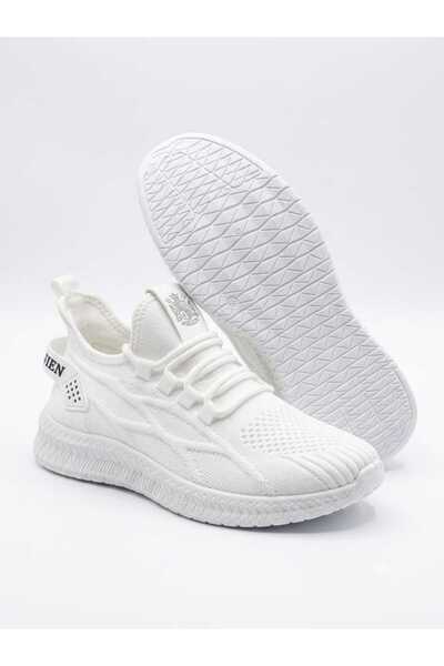 Generic Women's White Lightweight Knit Sneakers Casual Lace-Up Walking Shoes