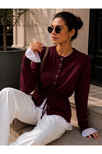 BUTİK TUANA Women's Front Buttoned Waist-Tie Knitwear Cardigan – Cardigan Sui...