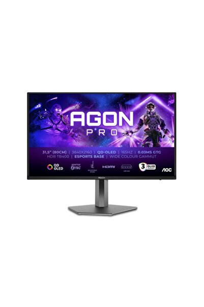 Aoc Monitor de gaming, AGON, PRO, 31.5 ", QD-OLED, 4K, UHD, 165Hz, 0.03ms, HD...