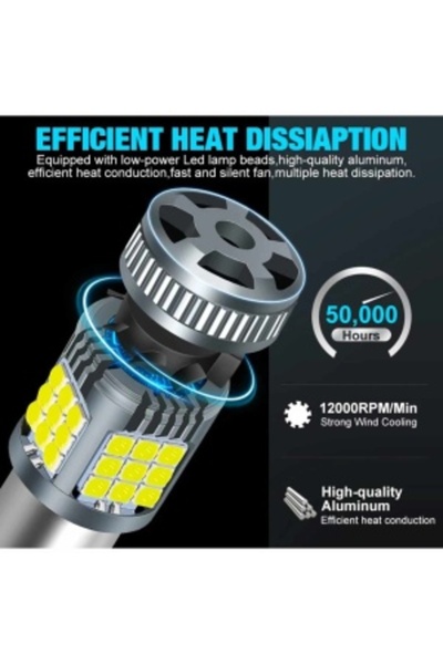 Tucrim Set de becuri LED auto, 2 becuri LED P 21 W BA 15 S 1156 – 30 W, 2800 LM, 6000 K Alb Rece, Ventilator Integrat