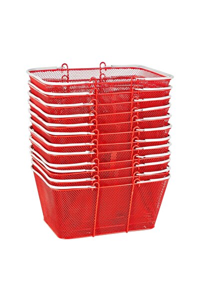 OEM Set 12 x cosuri metalice pentru cumparaturi, capacitate 22 l, manere, Ros...