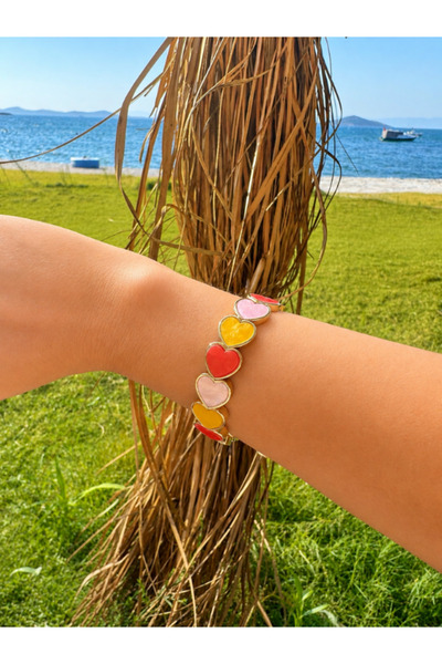bijux by mrv Pearlescent Colorful Heart Elastic Bracelet