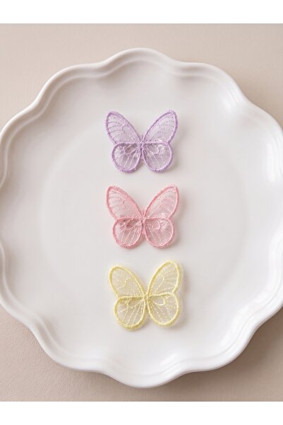 Jeevee 3-Piece Baby Hair Clips - Tulle Butterfly Hair Clip Set for Hairless o...