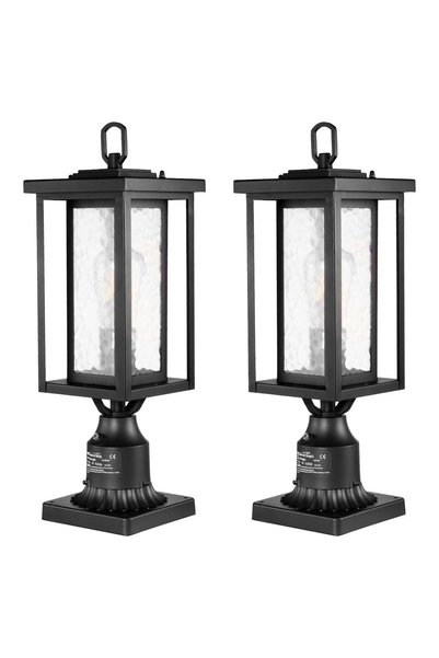 Vivatechnix Set 2 lampi pentru gradina cu senzor de lumina inclus, Retro Alum...