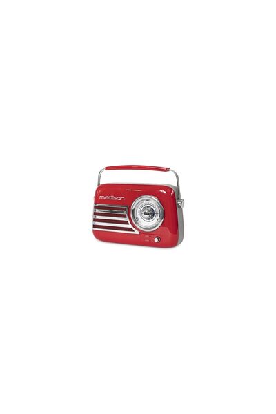 Madison Radio portabil FM, Retro Red, USB, AUX, Antena telescopica, 210 x 80 ...
